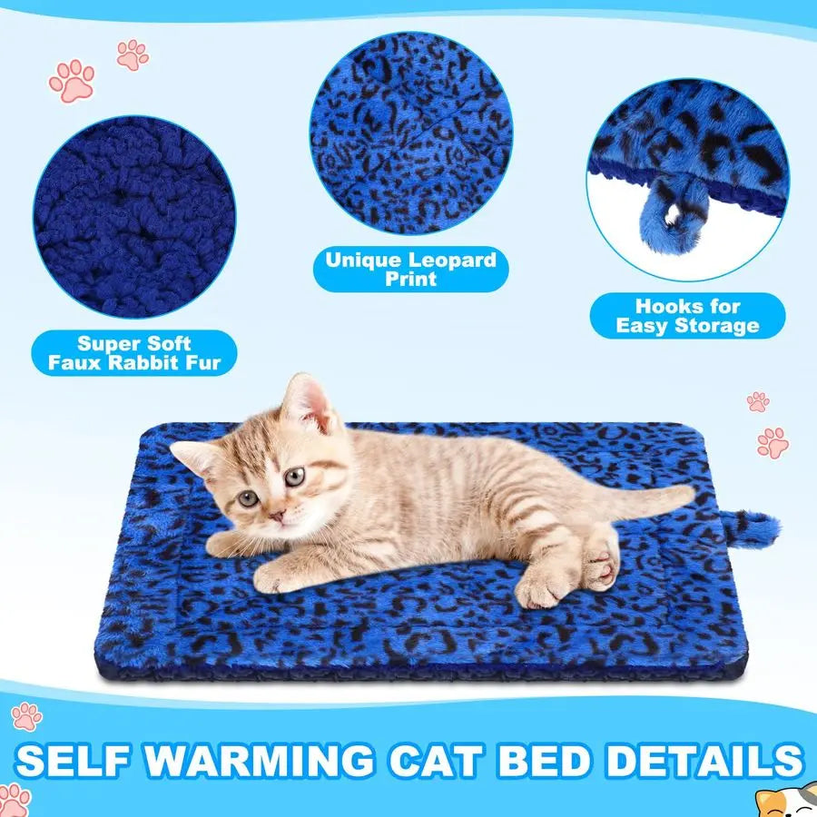 4 Pack Self Warming Cat Dog Bed Heating Pad Pet Thermal Blanket with Storage Bags for Winter Outdoor Indoor