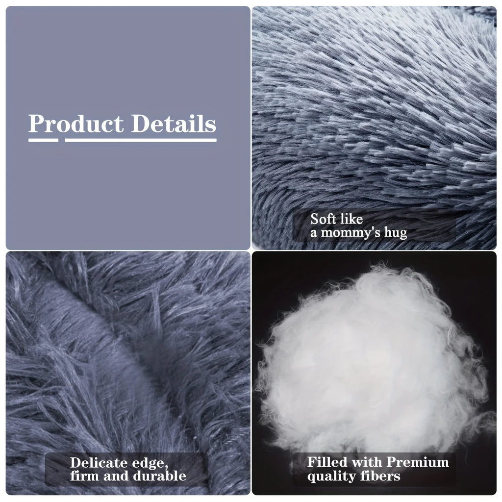 40-120cm Round Long Plush Winter Warm Soft Pet Sleeping Bed Dogs Cat