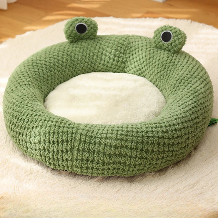 Frog Shape Enclosed Warm Pet Nest Den For Cat Kitten Small Puppy