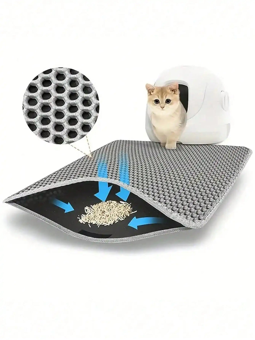 1pc Double-Layer Anti-Slip Waterproof Cat Litter Mat Litter Trapping