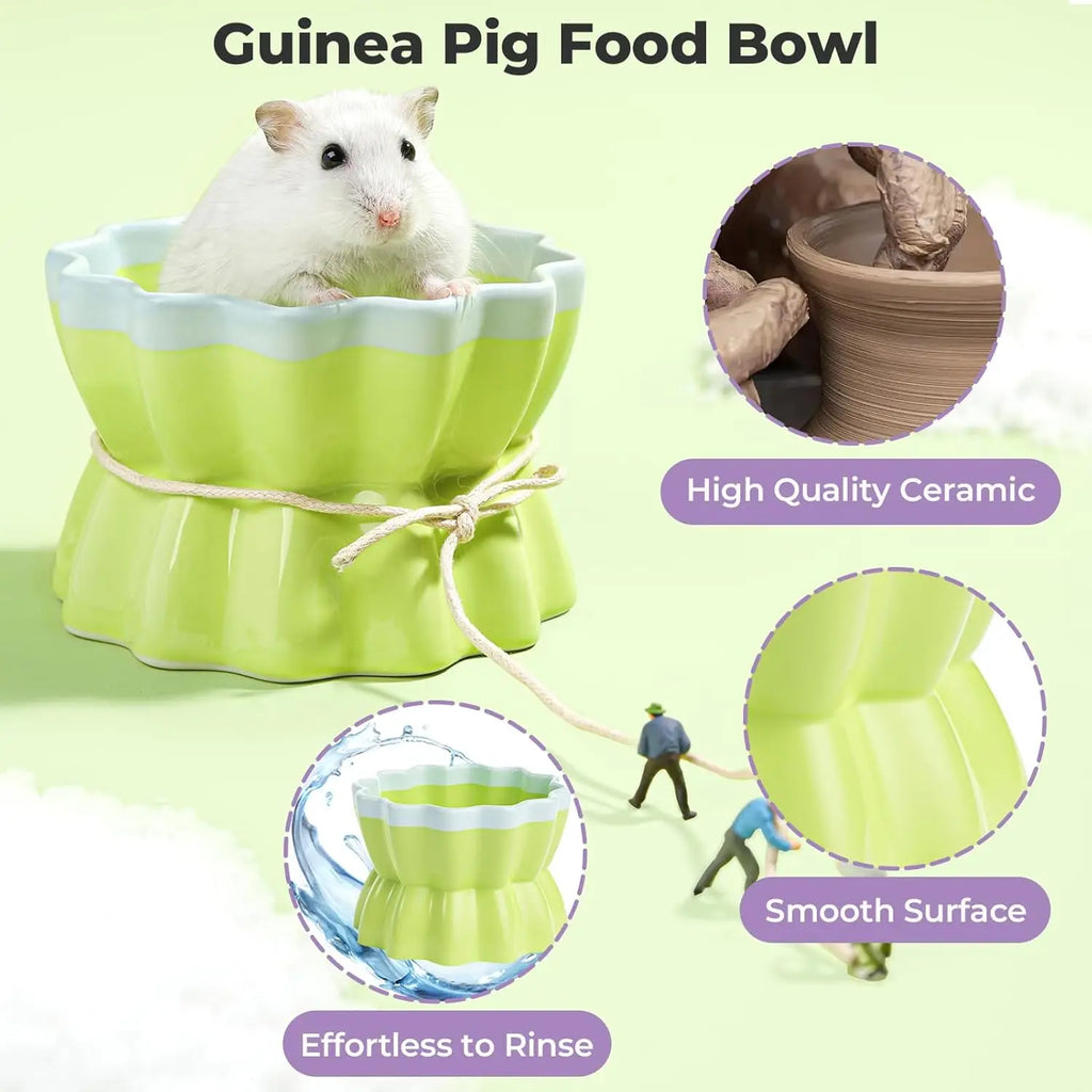 Anti-Tip Ceramic Pet Bowl - Hamster/Rabbit Food Dish, Chew-Proof