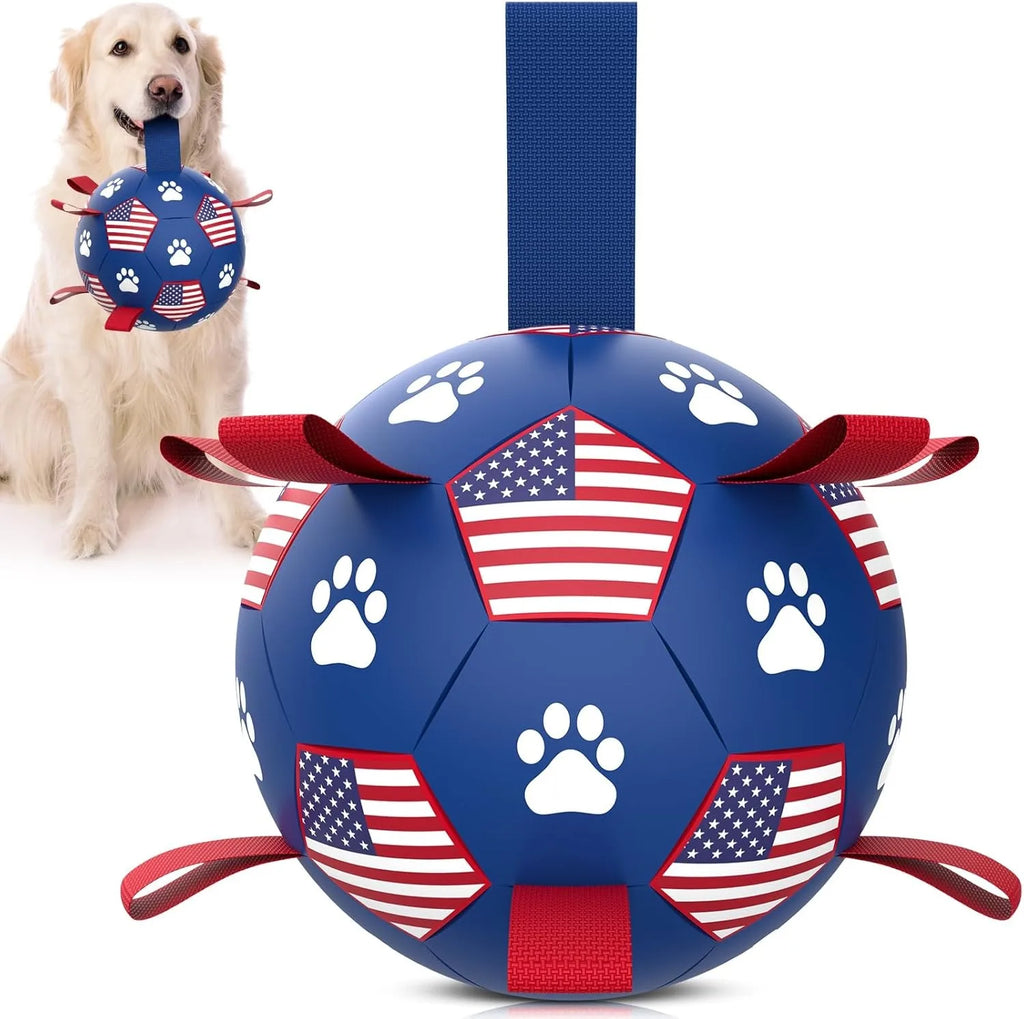Premium Dog Soccer Ball with Straps, Herding Ball, Durable Balls for Small Medium Pet,