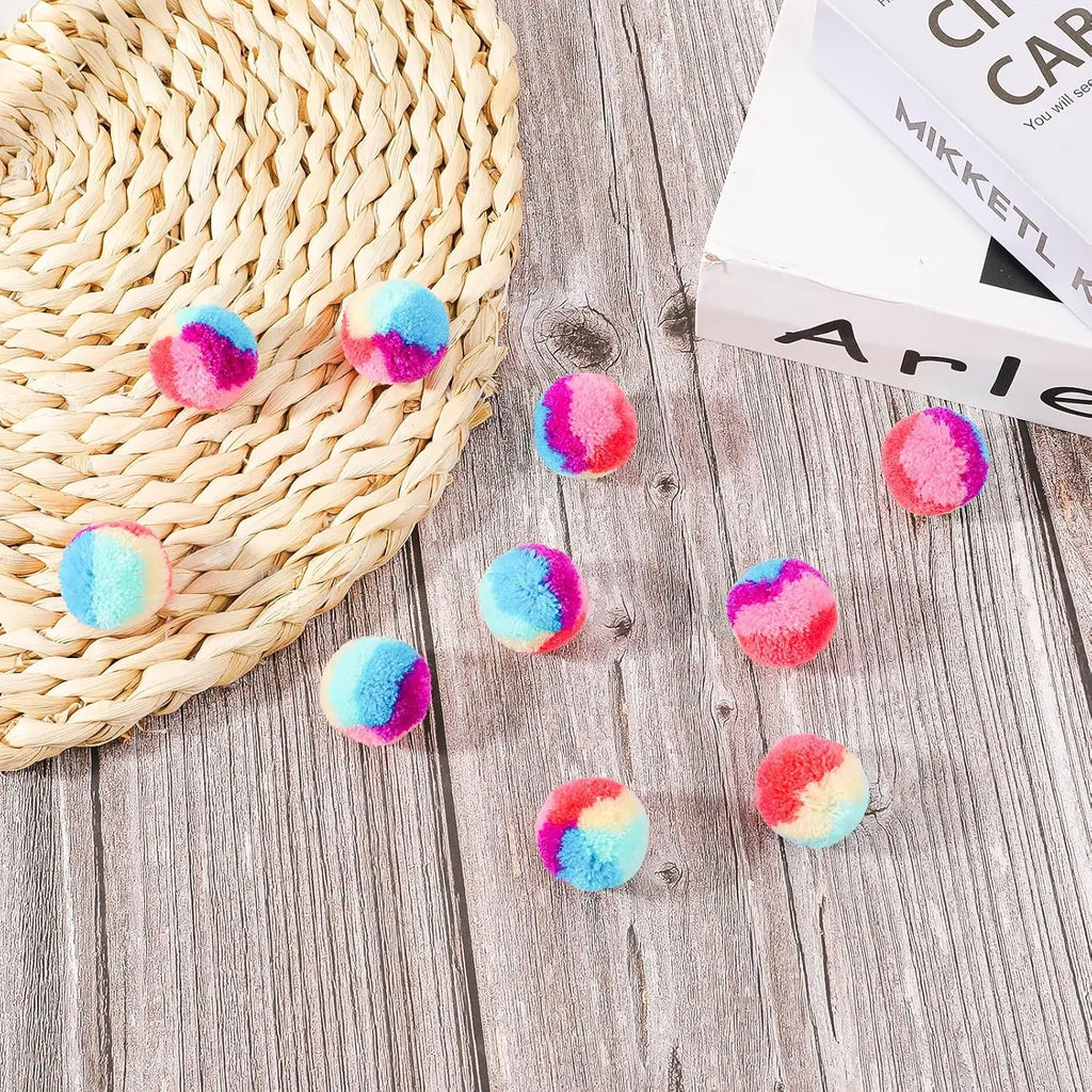 30 Pcs Soft Plush Cat Toy Balls, Rainbow Colors, 1.2-inch for Pet Play and Exercise
