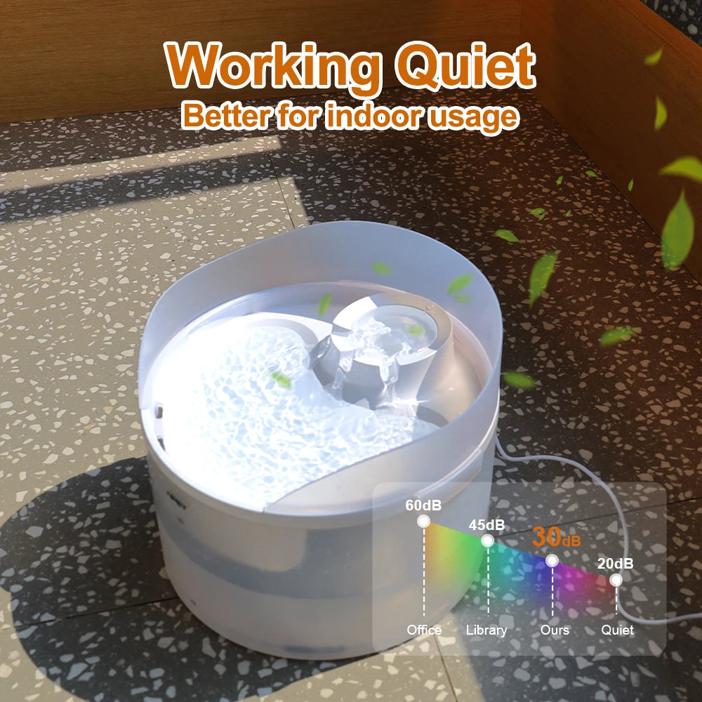 2 Gallon White Dog Water Fountain For Large Medium Dogs