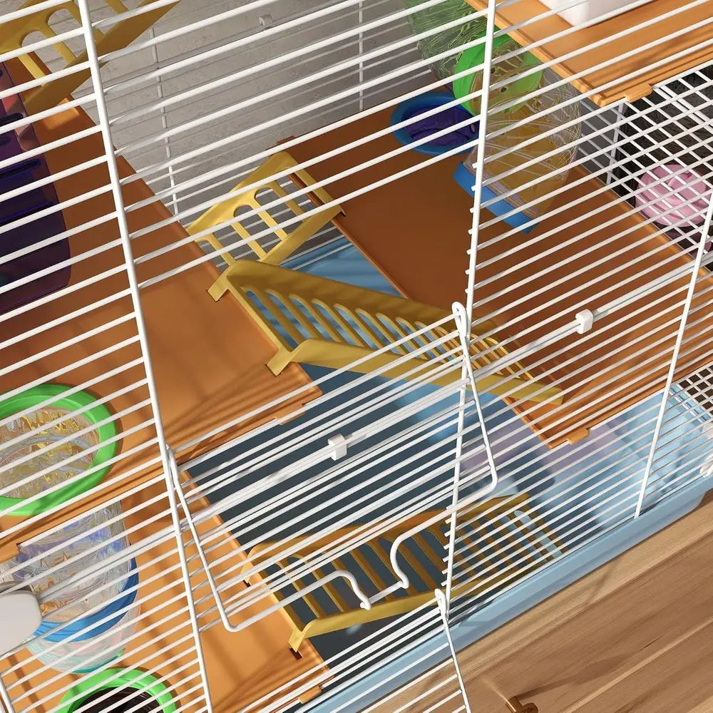 18" 5 Tier Hamster Cage with Tubes and Tunnels, Small Animal Cage with Portable Carry Handle, Gerbil Cage with Water Bottle