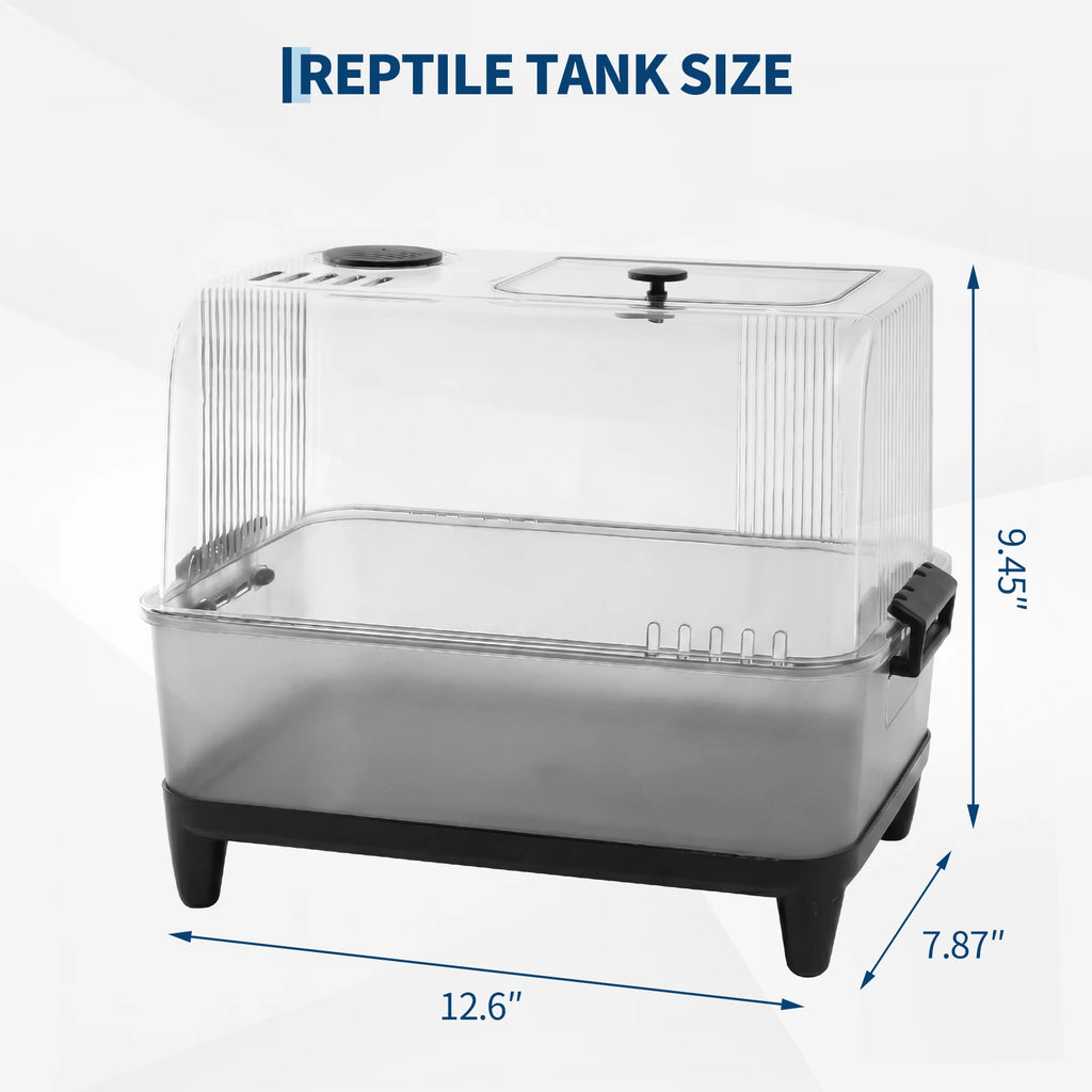 Reptile Tank Starter Kit, Reptile Terrarium Kit, Acrylic Small Reptile Habitat with Lid, Heating Pad, Hygrometer, Bowl, Hide, Sand for Reptiles, Tarantula, Lizards, Frogs, Geckos or Hermit Crabs