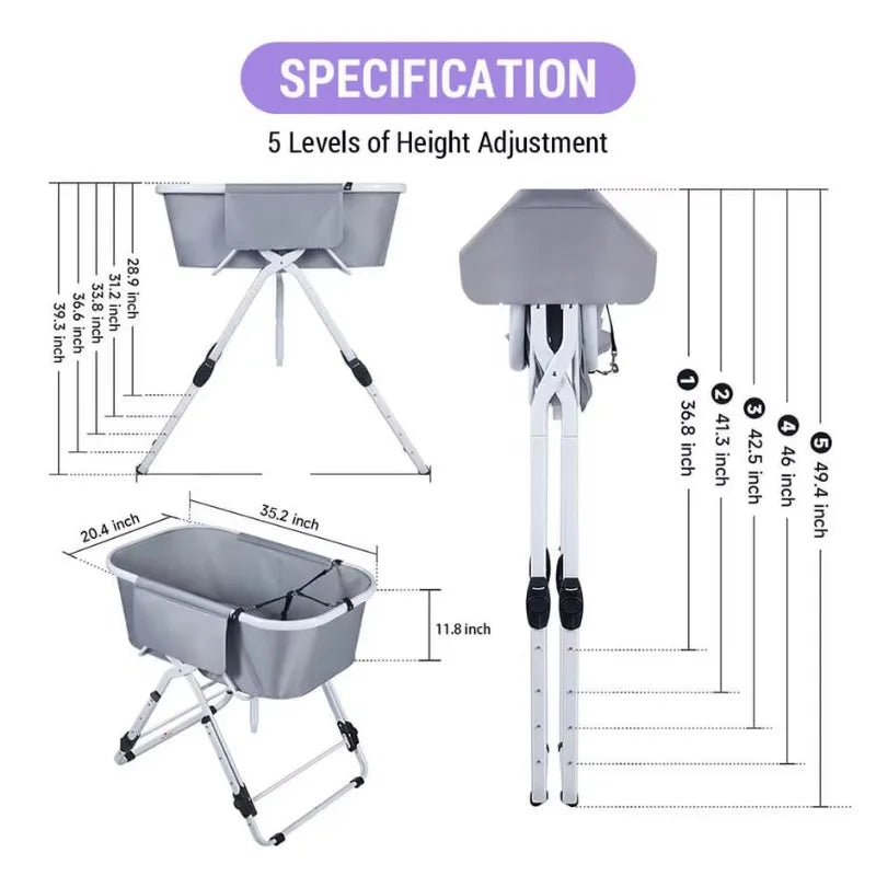 Elevated Bath Tubs for Bath Shower Grooming , Foldable Pet Bathing Station Adjustable, Ideal For Medium To Large Pets