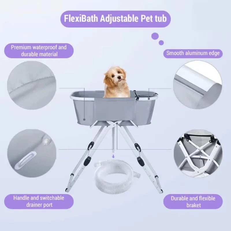 Elevated Bath Tubs for Bath Shower Grooming , Foldable Pet Bathing Station Adjustable, Ideal For Medium To Large Pets