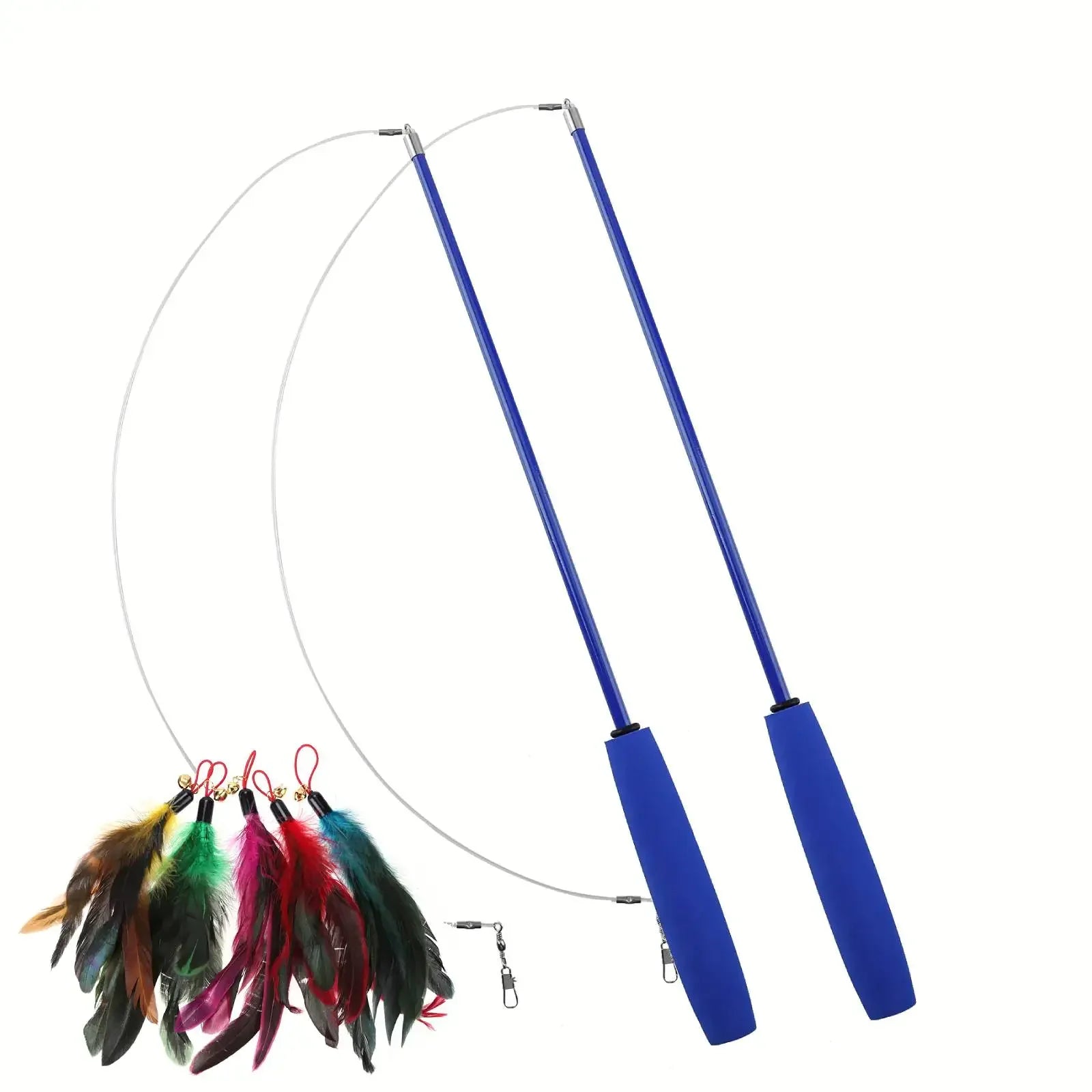 Cat Kitten Three-section Telescopic Fishing Pole Wand for Interactive Play Toys