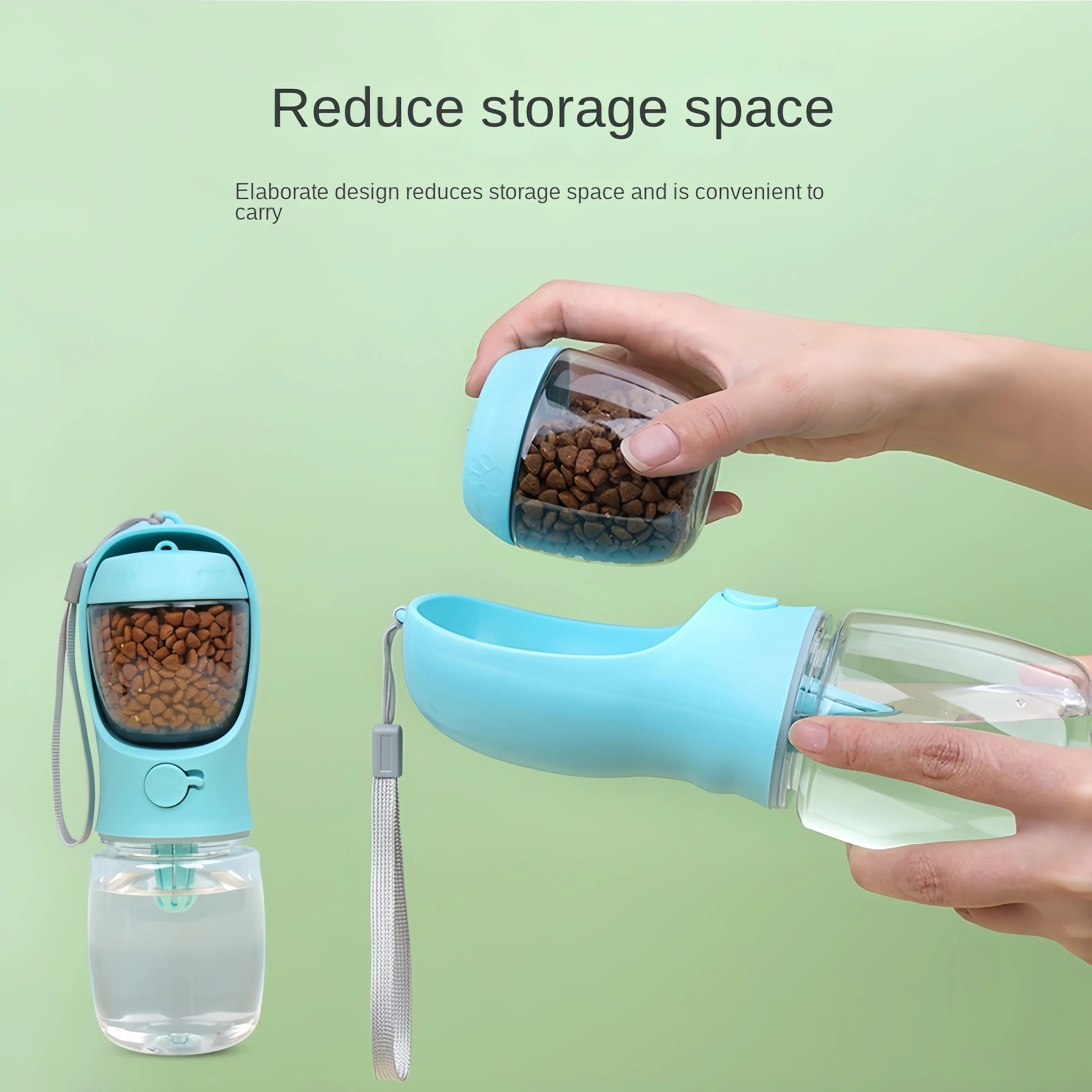 Portable Dog Cat Water Bottle with Storage for Food
