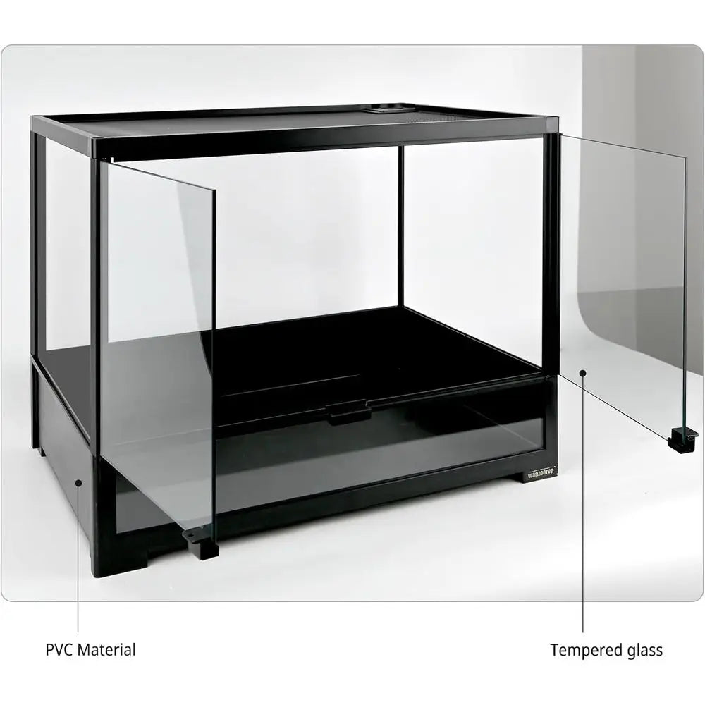 24x18x12.6 Glass Reptile Tank with Double Doors & Top Vent - Ideal for Bearded Dragons, Tortoises, Geckos, Lizards, Snakes