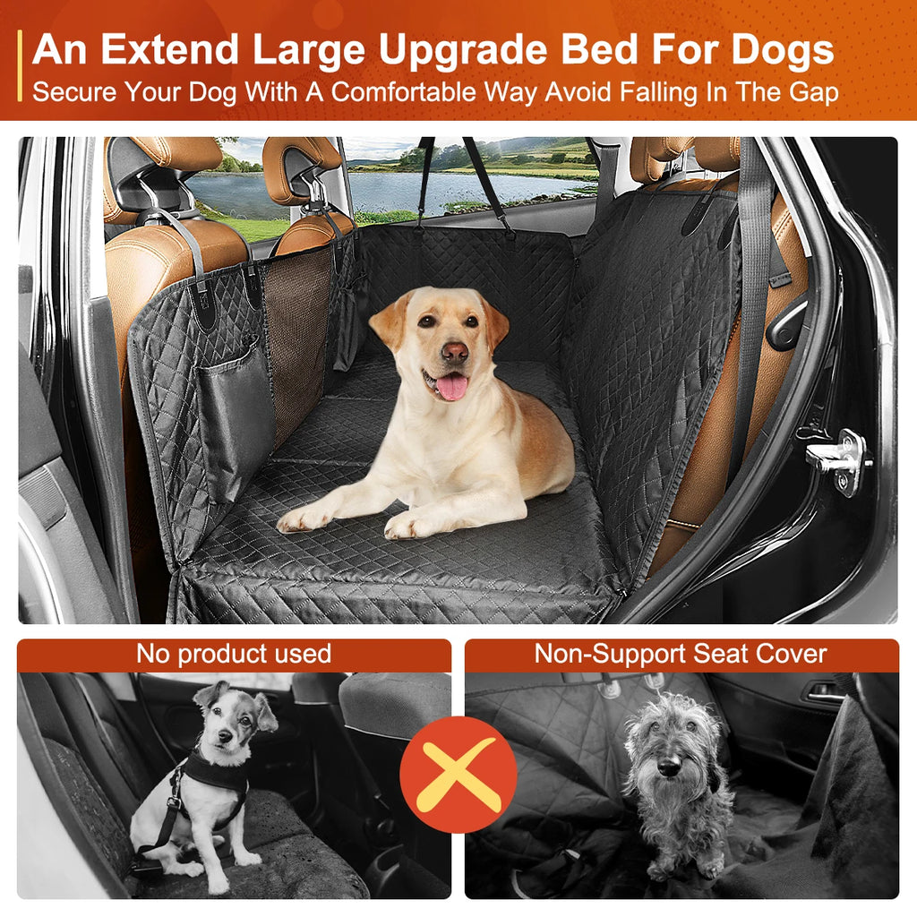 Car Back Seat Extender Cover Protector, Hammock Waterproof Seat Safety Cover, Hard Bottom for Dogs