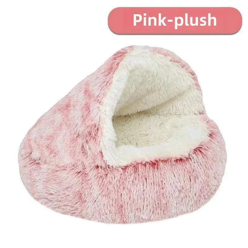 Autumn and Winter soft plush pet bed nest semi-enclosed