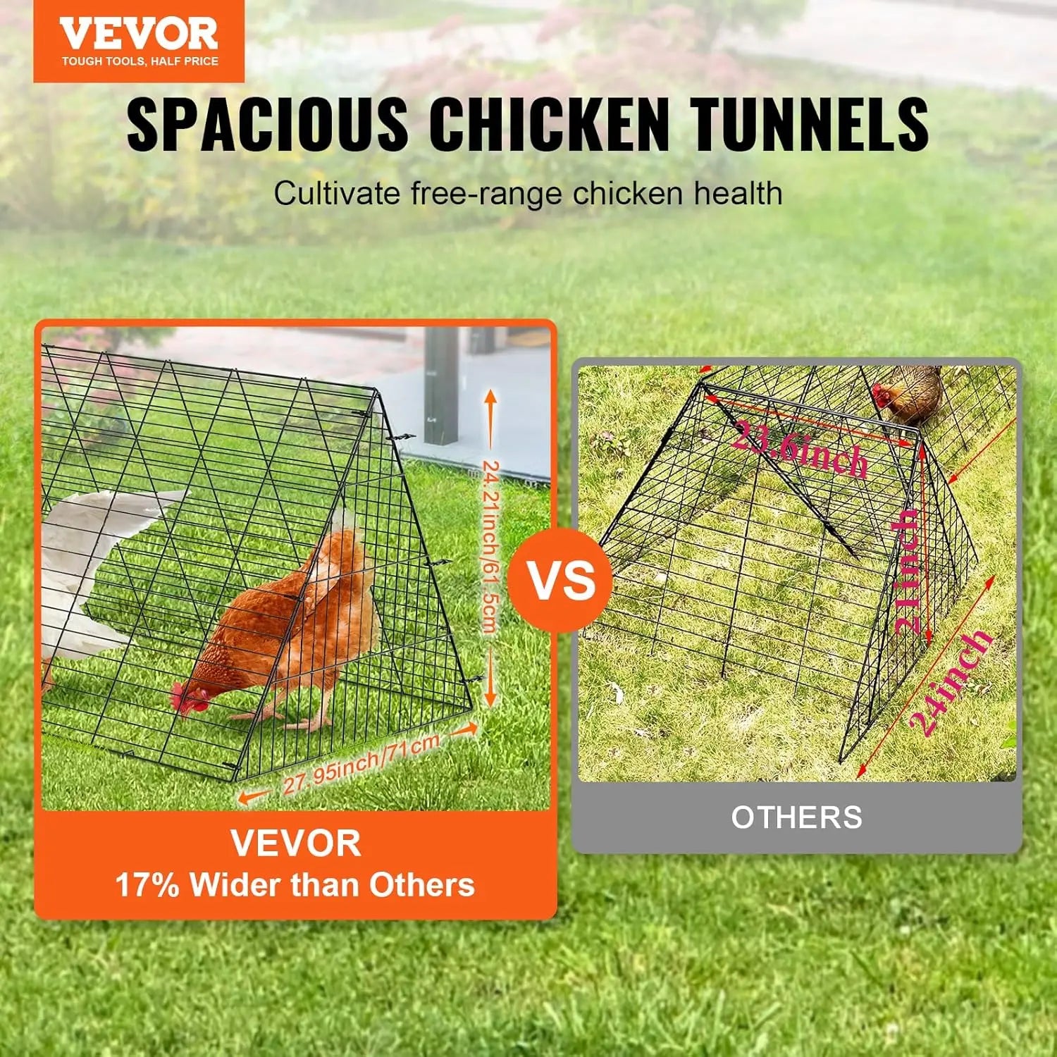 Portable Chicken Coop Run for Yard, 157.5x39.4x24.2 inch LxWxH, Durable Steel Frame with Waterproof Cover