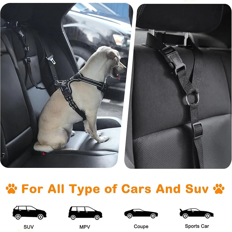 Car Seat Belt for Dog, Safety Pet Harness Lead Secures Your Dog in Car, Prevents Jumping & Distractions
