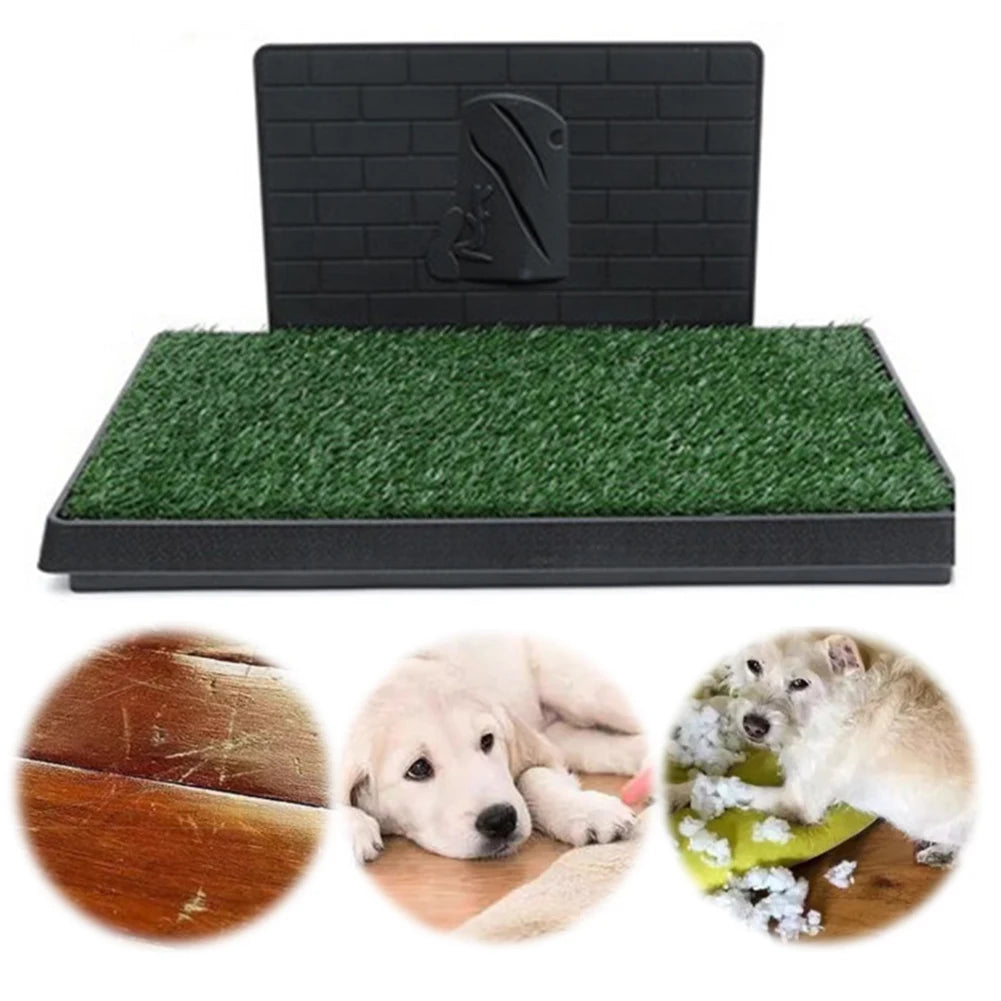 Dog Grass Pad with Large Tray Reusable Training Pads with Pee Baffle Artificial Grass Patch Ideal for Small and Medium Dogs