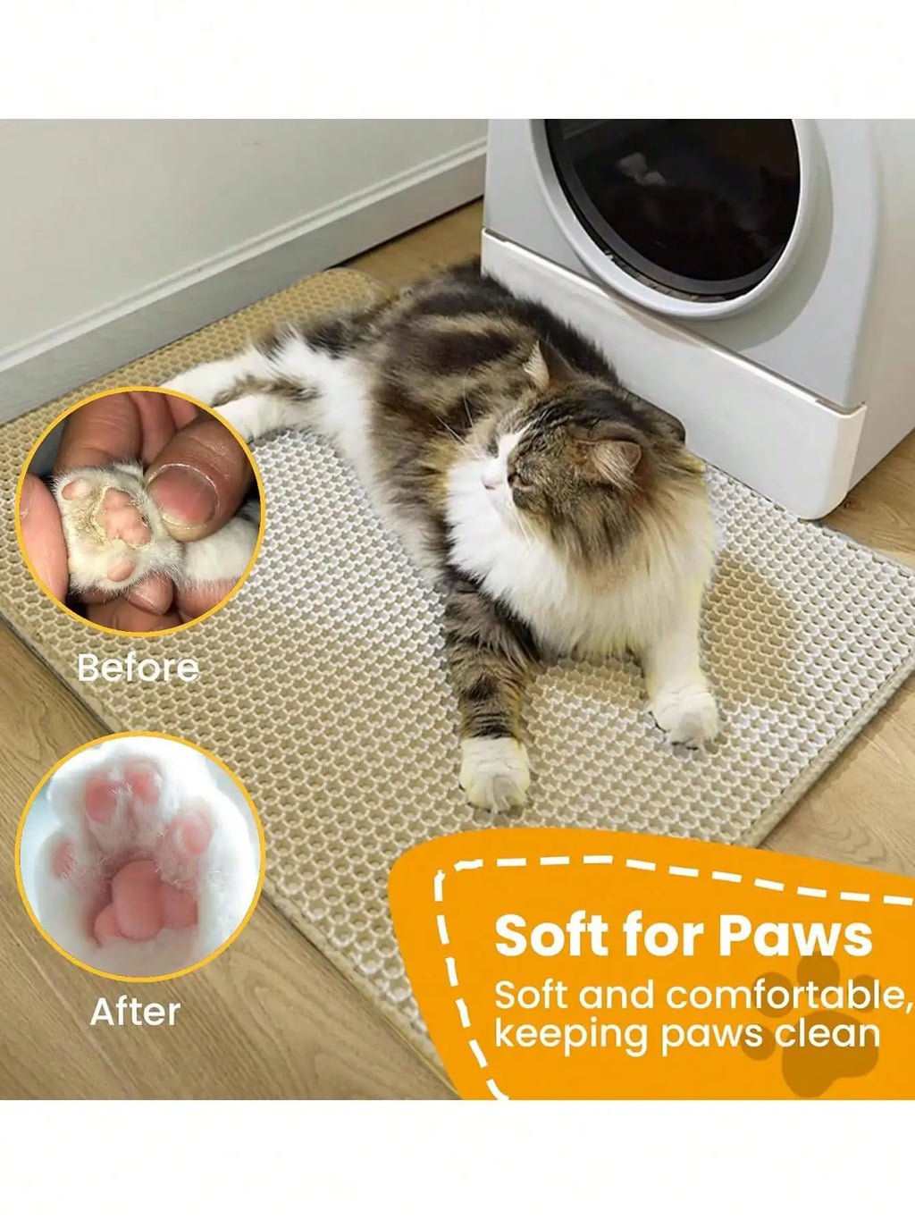 1pc Double-Layer Anti-Slip Waterproof Cat Litter Mat Litter Trapping