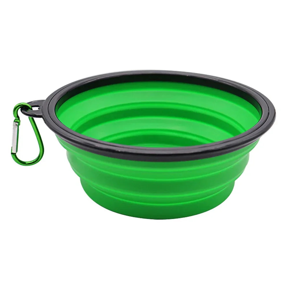 Portable Pet Folding Bowl Silicone Dog Cat Feeders with Hanging Hook