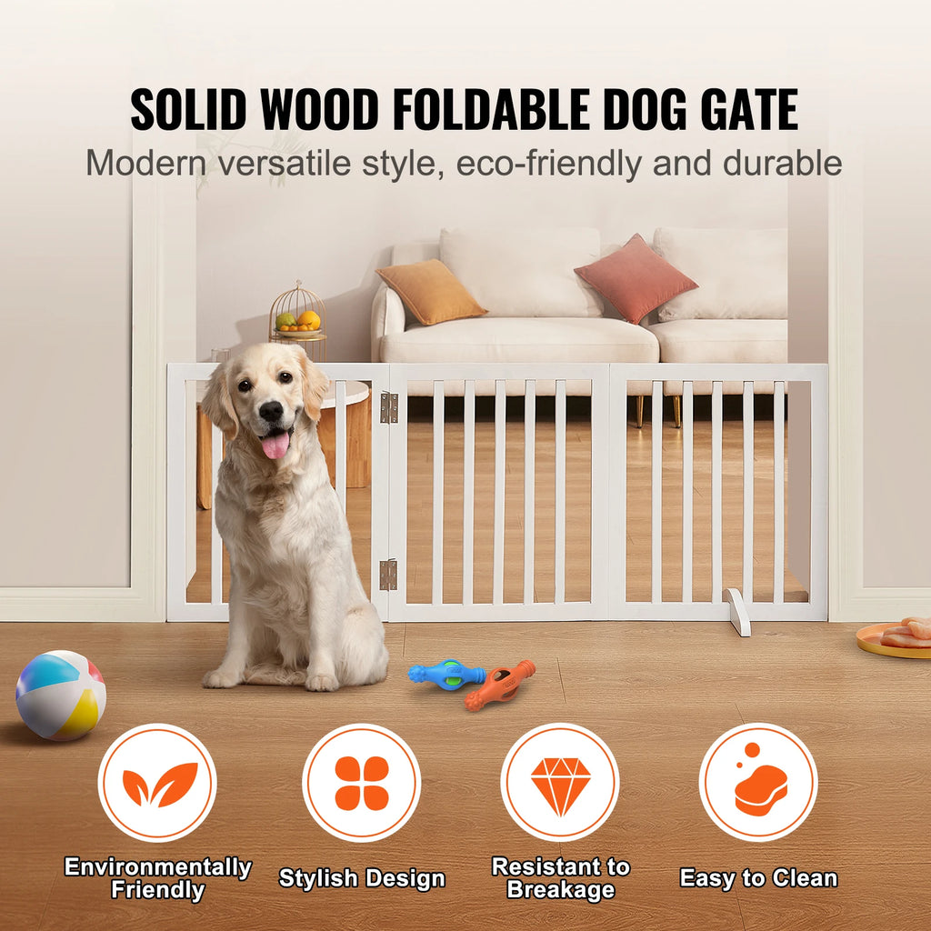 Free Standing 3 Panels Foldable Expandable Dog Gate for Narrow Passageways