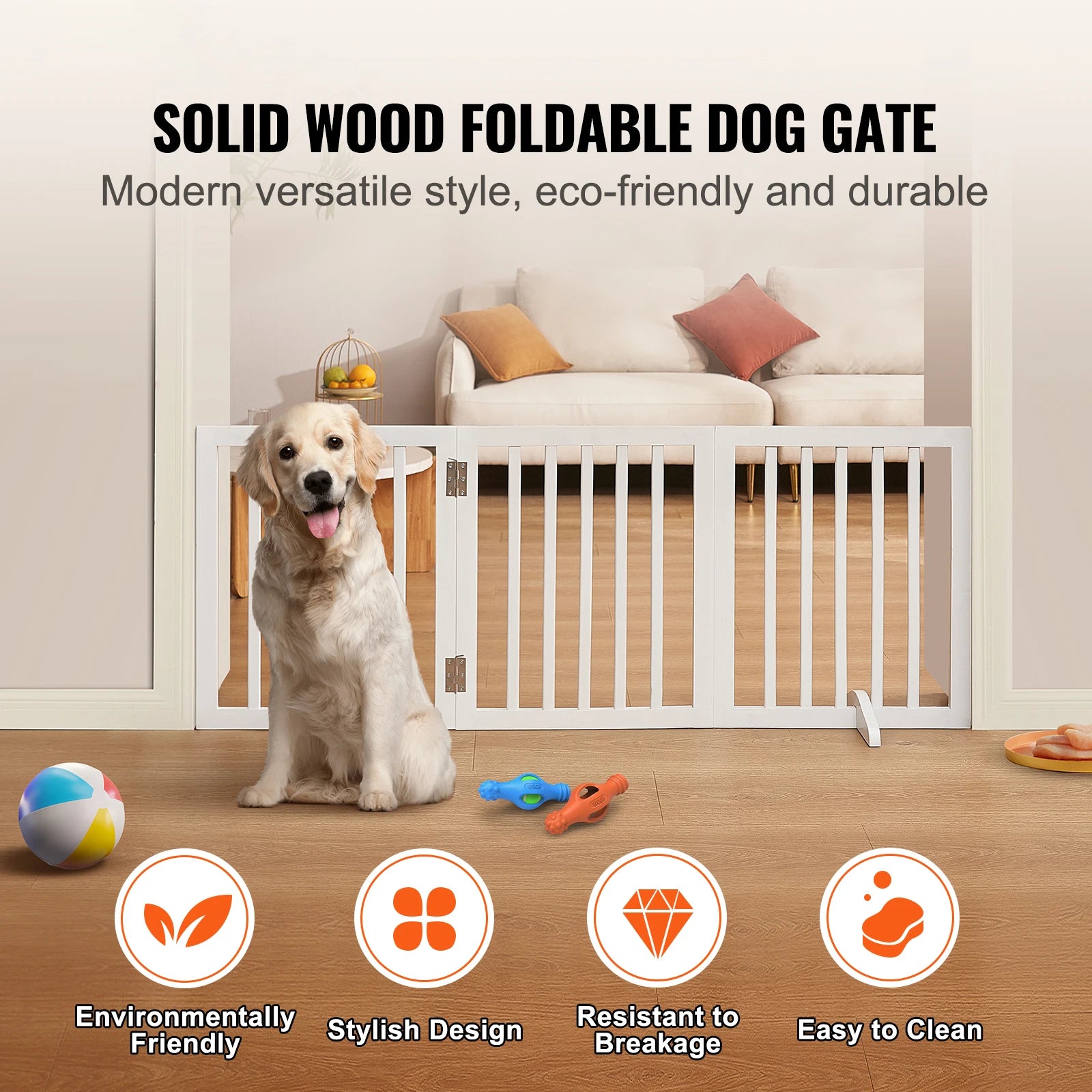 Free Standing 3 Panels Foldable Expandable Dog Gate for Narrow Passageways