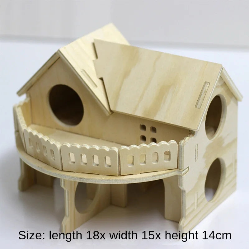 Hamster Toys Small Houses Wooden Furniture Running Wheels Villas Swings Wooden Nests Bite Resistant