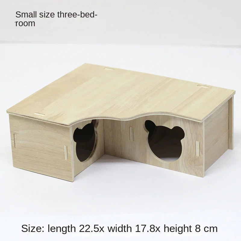 Hamster Toys Small Houses Wooden Furniture Running Wheels Villas Swings Wooden Nests Bite Resistant