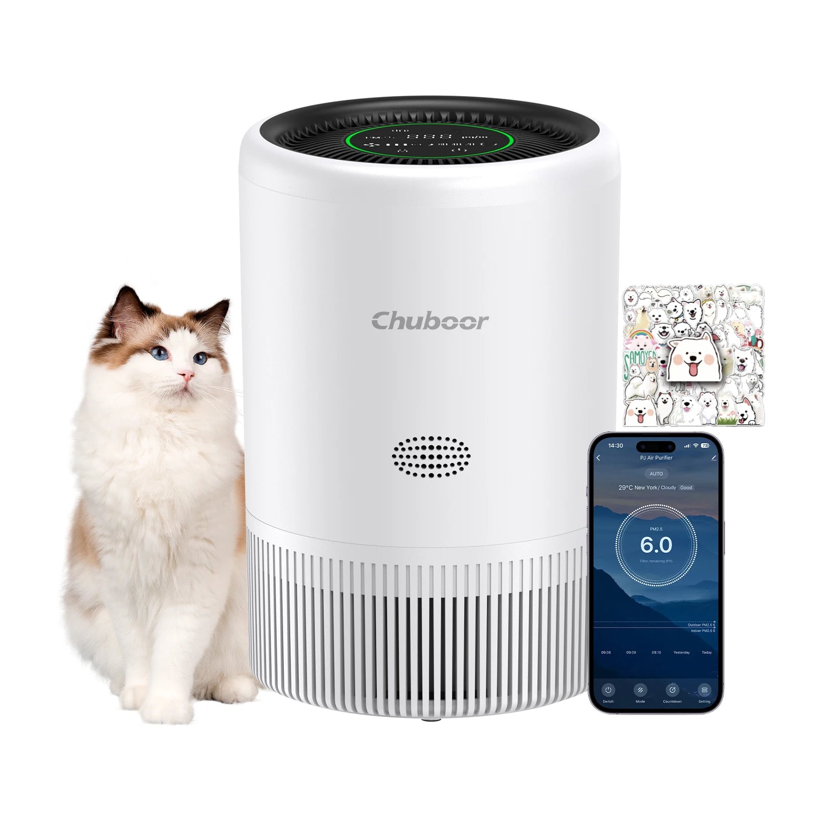 Smart Air Purifier for Bedroom Home, HEPA Air Purifier for Bedroom Living Room Pets