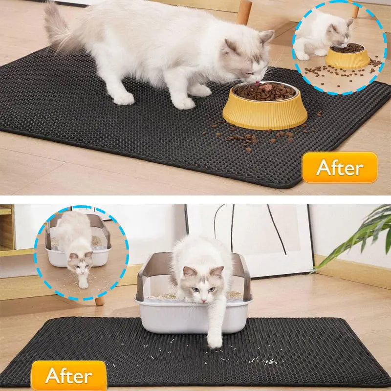 Pet Cat Litter Mat Waterproof Double Layer Cat Litter Trapping Pet Litter Box Mat