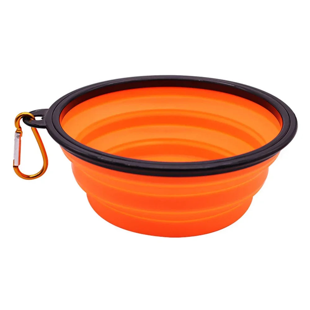 Portable Pet Folding Bowl Silicone Dog Cat Feeders with Hanging Hook