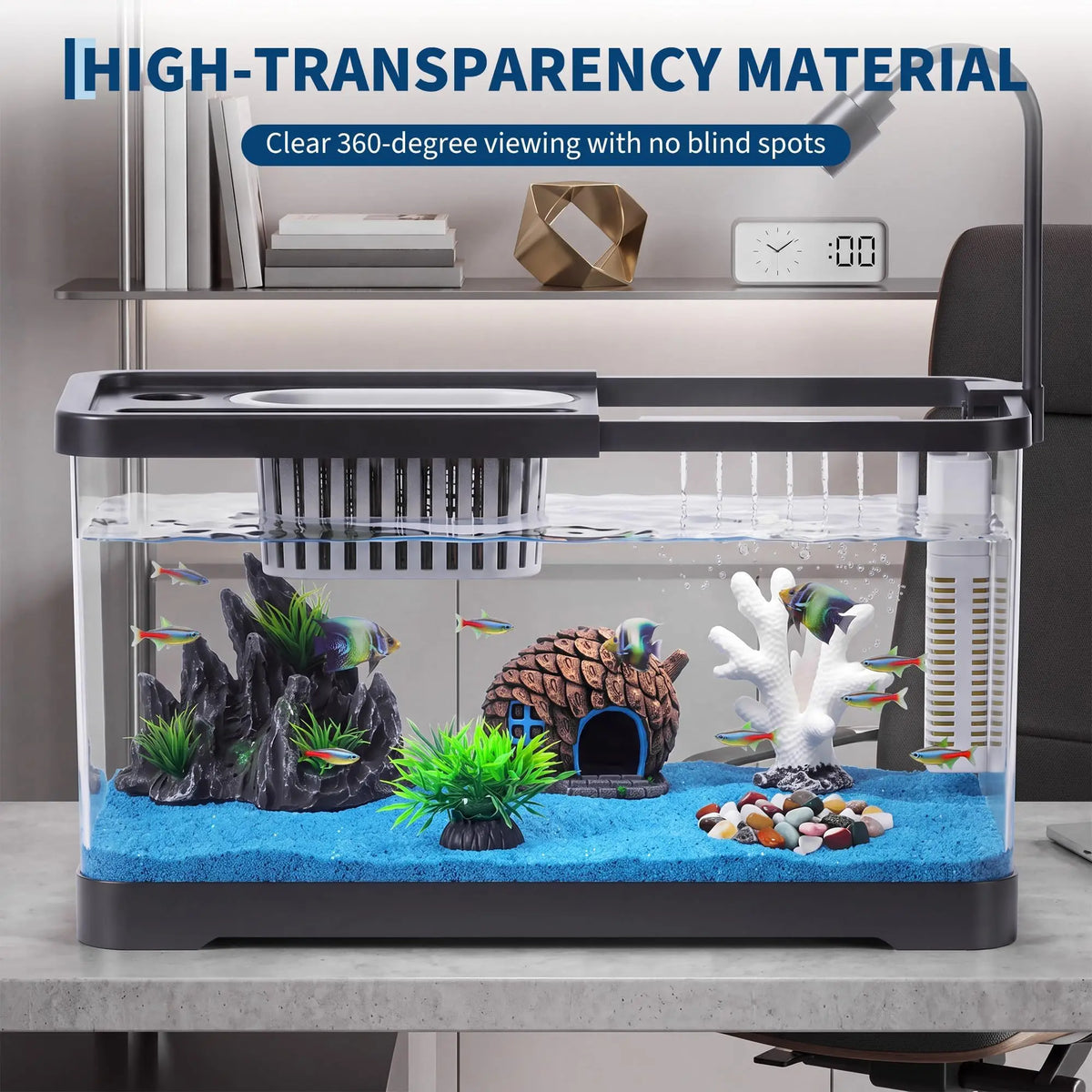 Fish Tank Starter Kit With Filter And Light Plastic Fish Tank For Goldfish Shrimp Betta Hermit Crab