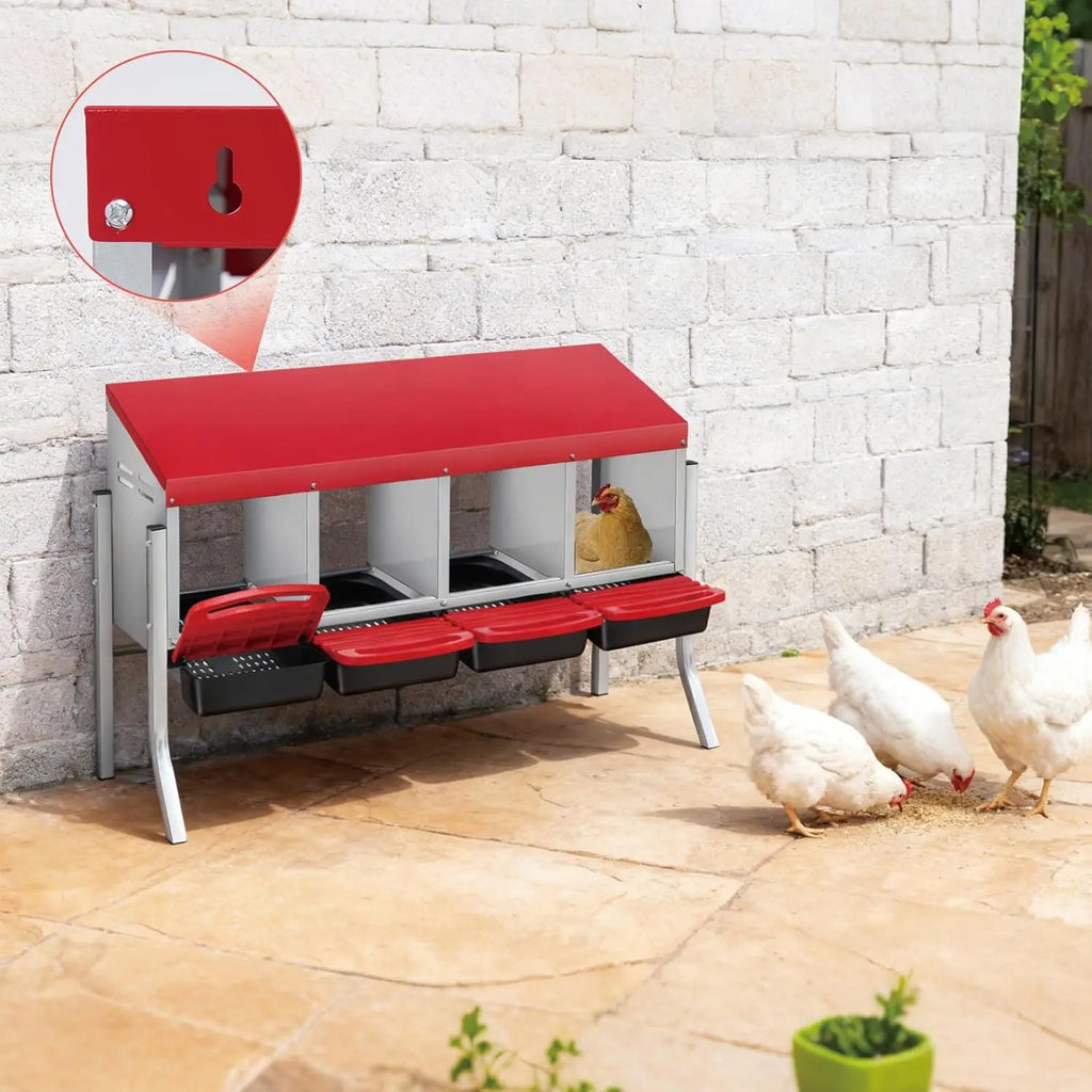 Multi-Compartment Metal Chicken Nesting Box Automatic Roll-Out Egg Collection Waterproof Steel