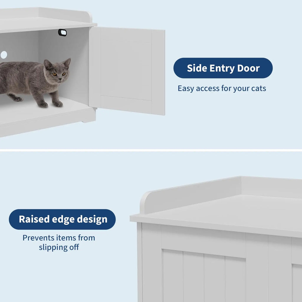31.5 Inch Wooden Cat Litter Box Enclosure With Barn Door Ventilated Large Pet House Furniture