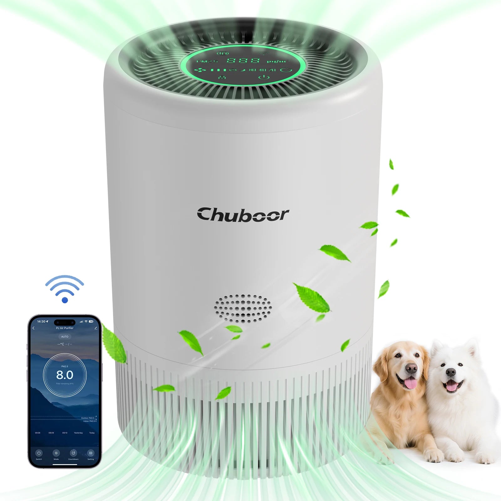 Smart Air Purifier for Bedroom Home, HEPA Air Purifier for Bedroom Living Room Pets