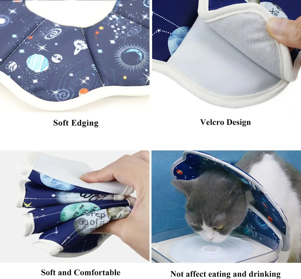 Soft Cat Cone, Adjustable Recovery Collar After Surgery to Prevent Licking Wound, Protective Cat Neck Cone, Comfortable