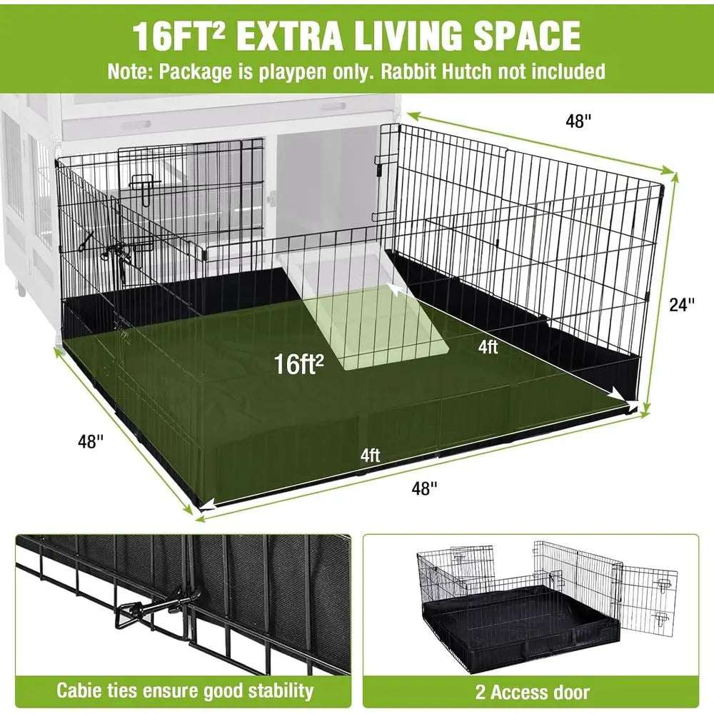Pet Playpen, with Waterproof Liner, Pet Run Extension for Small Animals Portable