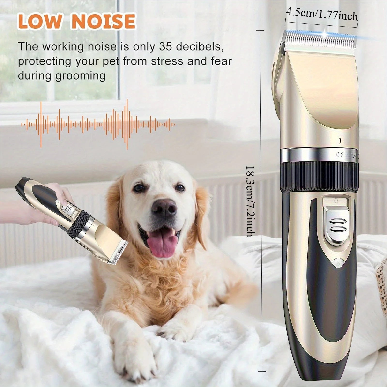 Wireless Electric Pet Grooming Kit: Low-Noise Hair Trimmer – For Cats & Small-to-Medium Dogs