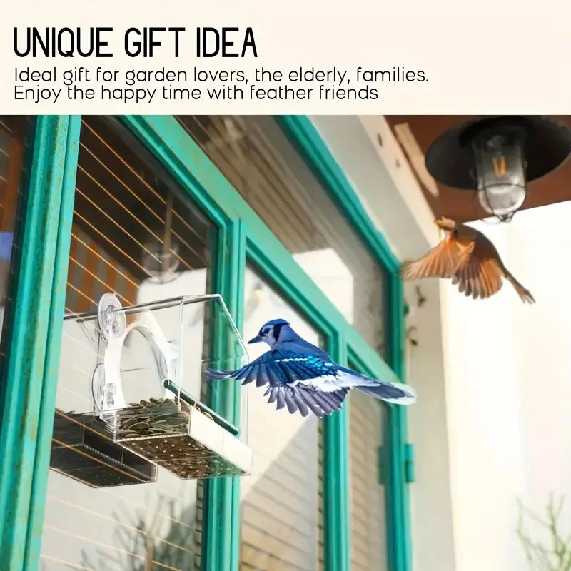 Transparent Bird Feeder Birds House for Outdoor Window with Strong Suction Cups for Wild Birds