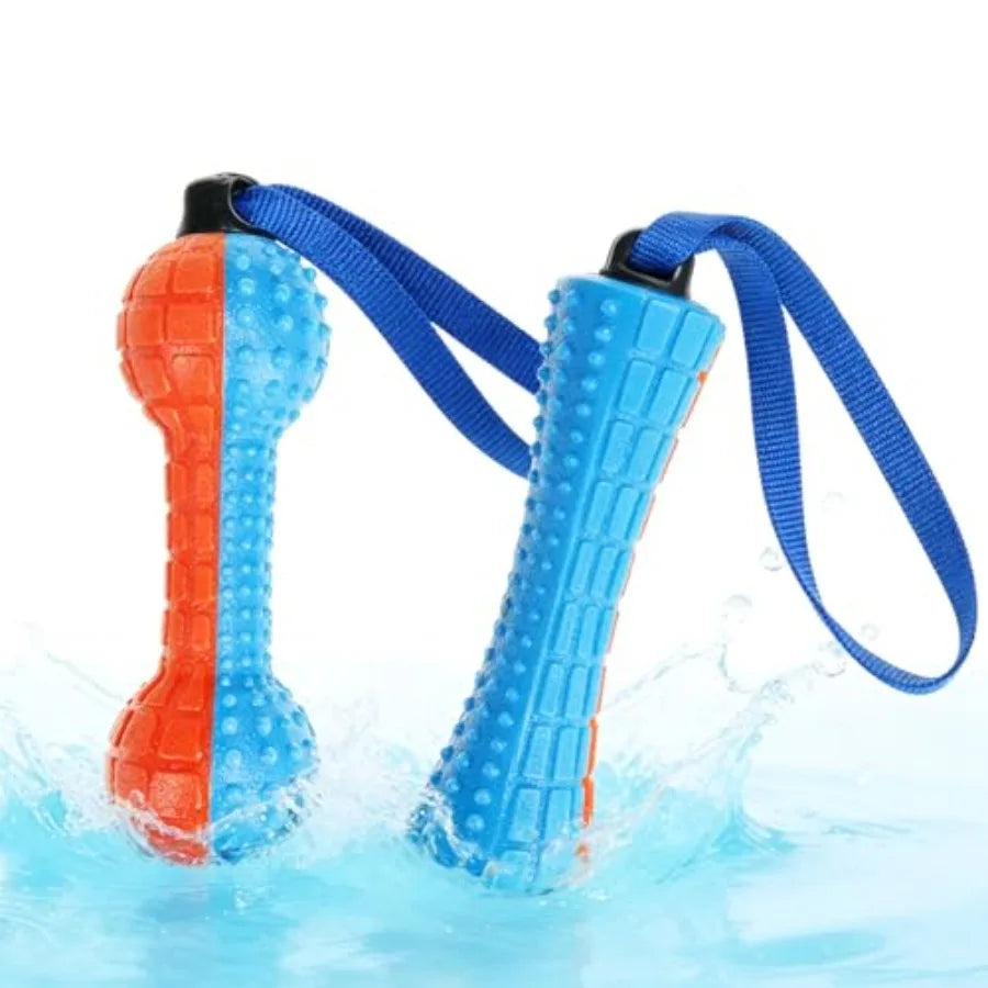 Floating Dog Toys, 2 Pack TPR Water Pool Fetching Toy with Durable Rope for Small Medium Large Dogs, Bright Bumper Interactive