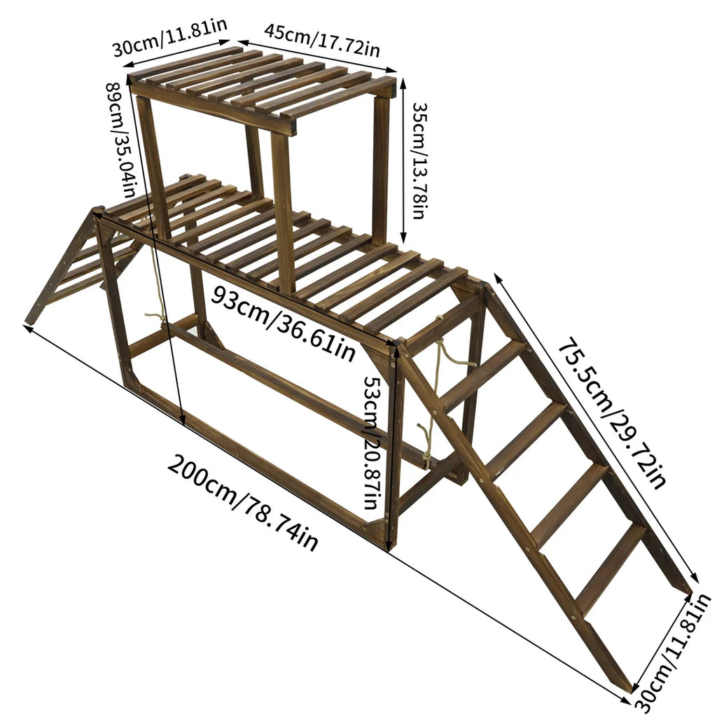 Pine Wood Chicken Perch Swing with Roosting Bars & Climbing Ladder, Activity Play Toy