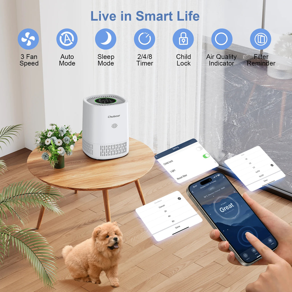 Air Purifiers for Bedroom Home, Filter Cleaner with Sponge Filters Smoke Allergies Pet Dander Odor Dust, Office, Desktop