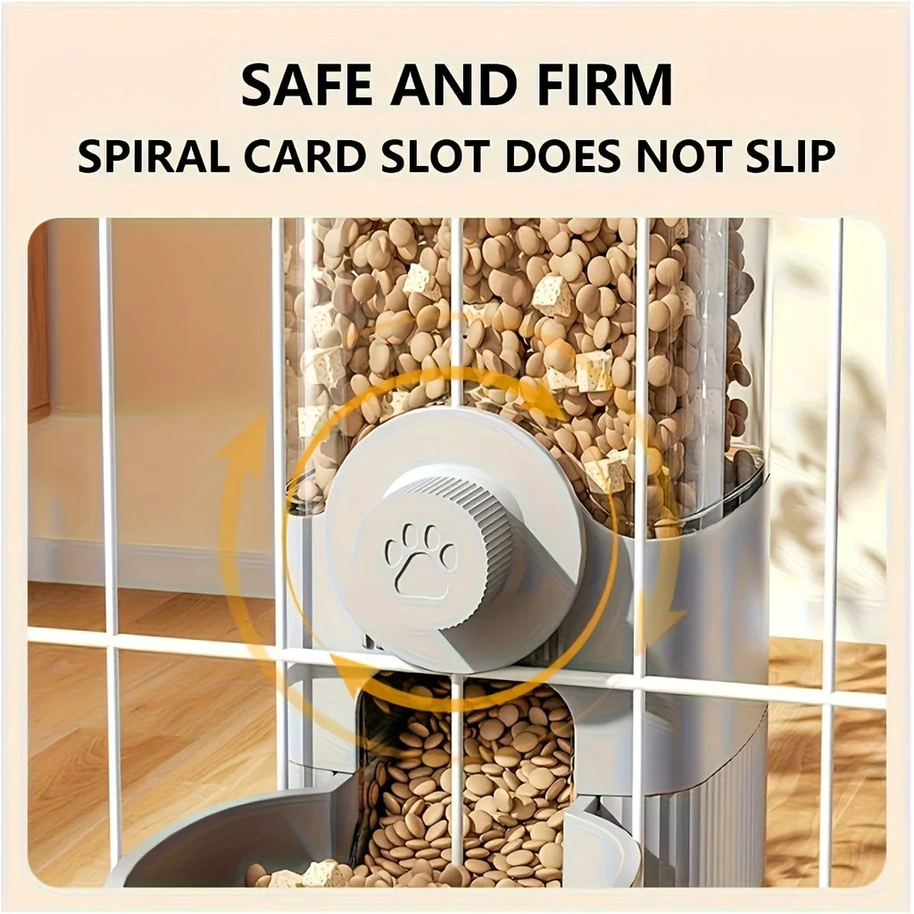 Automatic hanging pet water dispenser, gravity flow design, multi bowl cat, dog, and rabbit feeder