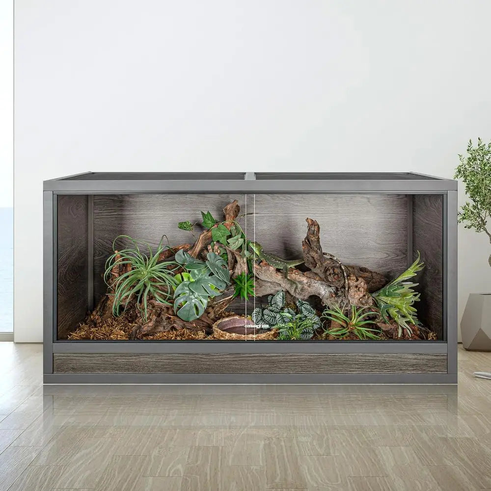48x24x24 Insulated Wooden Reptile Enclosure, 120 Gallon, Sliding Door & Vent, Ideal for Bearded Dragons, Ball Pythons, and Gecko