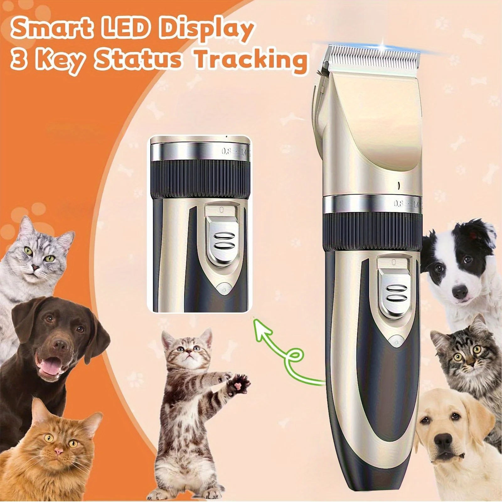 Wireless Electric Pet Grooming Kit: Low-Noise Hair Trimmer – For Cats & Small-to-Medium Dogs