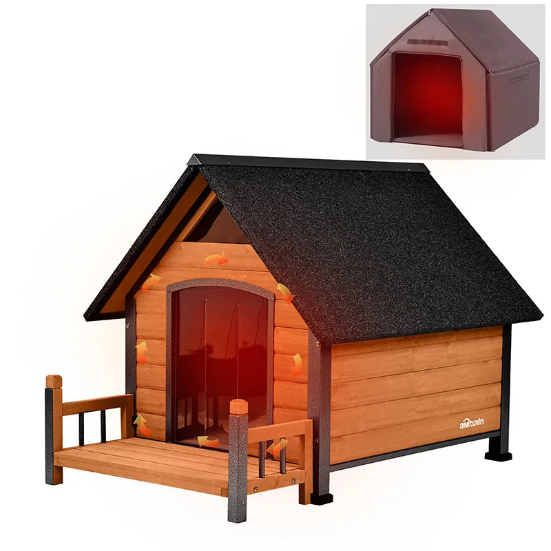 Insulated Dog House with Liner Inside| Iron Frame - Medium 32.9"(L) x 45" (W) x 32.6"(H)