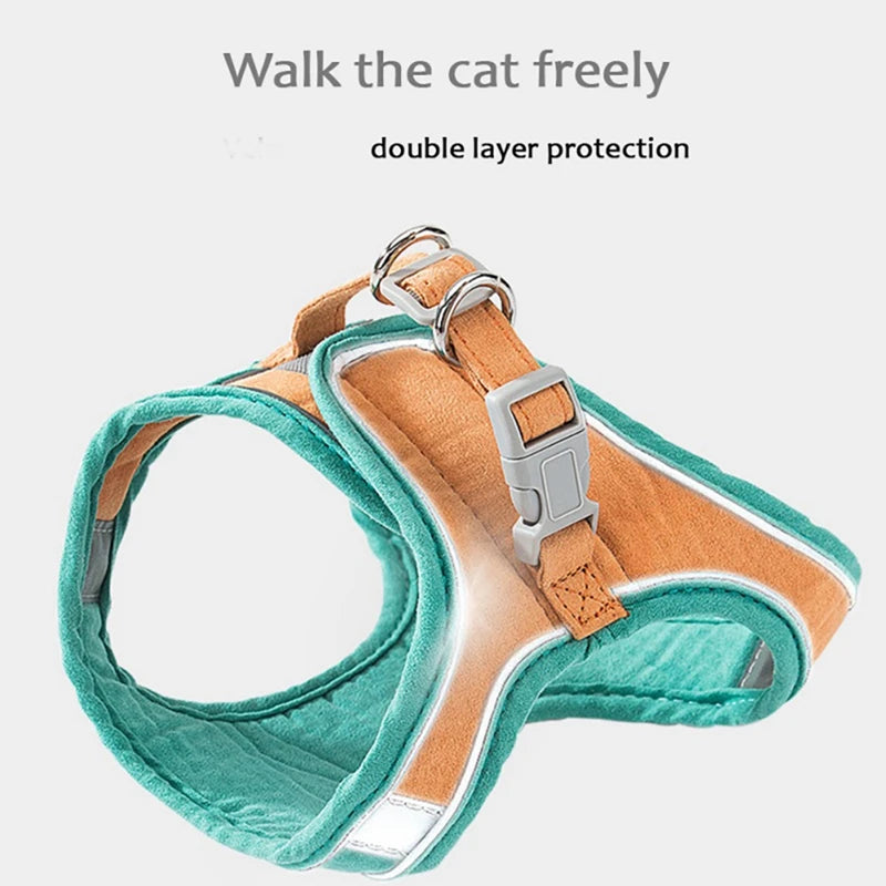 Cat Harness Leash Set Breathable With Reflective Strip