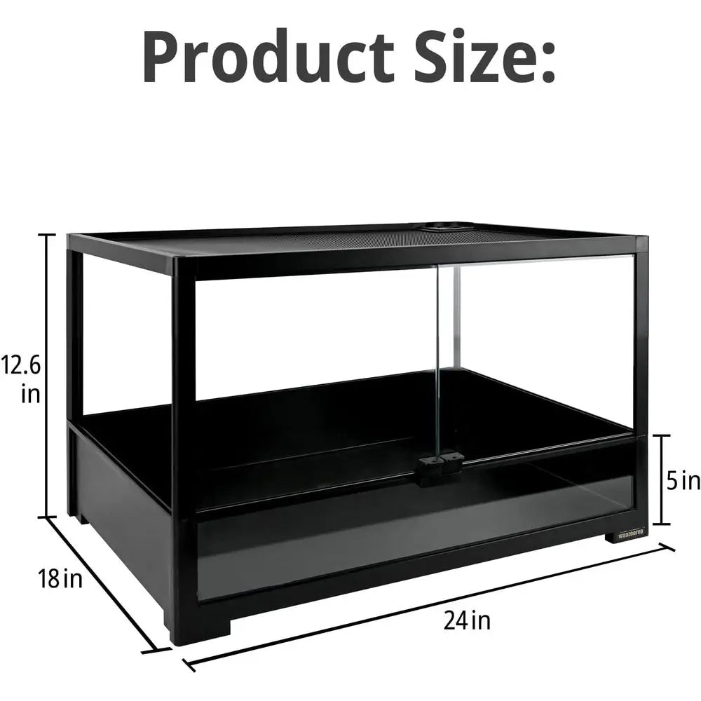 24x18x12.6 Glass Reptile Tank with Double Doors & Top Vent - Ideal for Bearded Dragons, Tortoises, Geckos, Lizards, Snakes