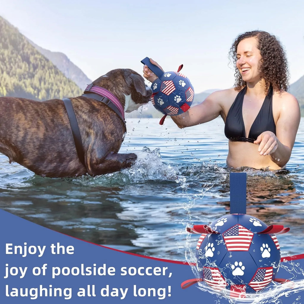 Premium Dog Soccer Ball with Straps, Herding Ball, Durable Balls for Small Medium Pet,