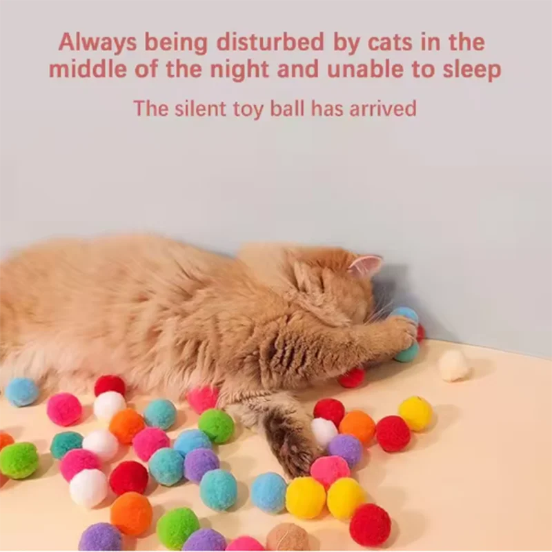 Cat Toy Interactive High Fun Toy Gun 10/20/30/100Pcs Plush Ball Launches Quiet High Bounce Ball