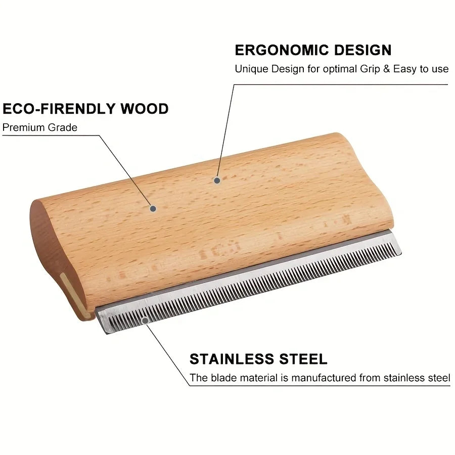 Wood Self-Cleaning Removal Shedding Hair Tool For Short And Long Hair