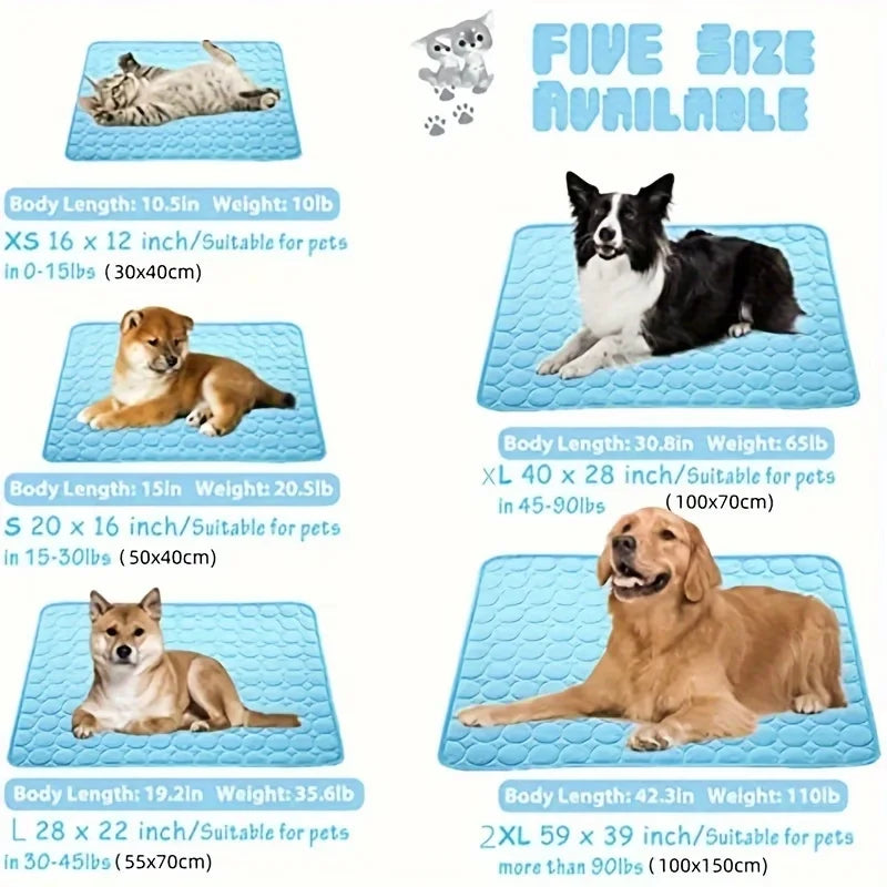 Pet Summer Cooling Mat Water Absorption Portable Cooling Gel Sleeping Pad Scratch-resistant Easy Clean